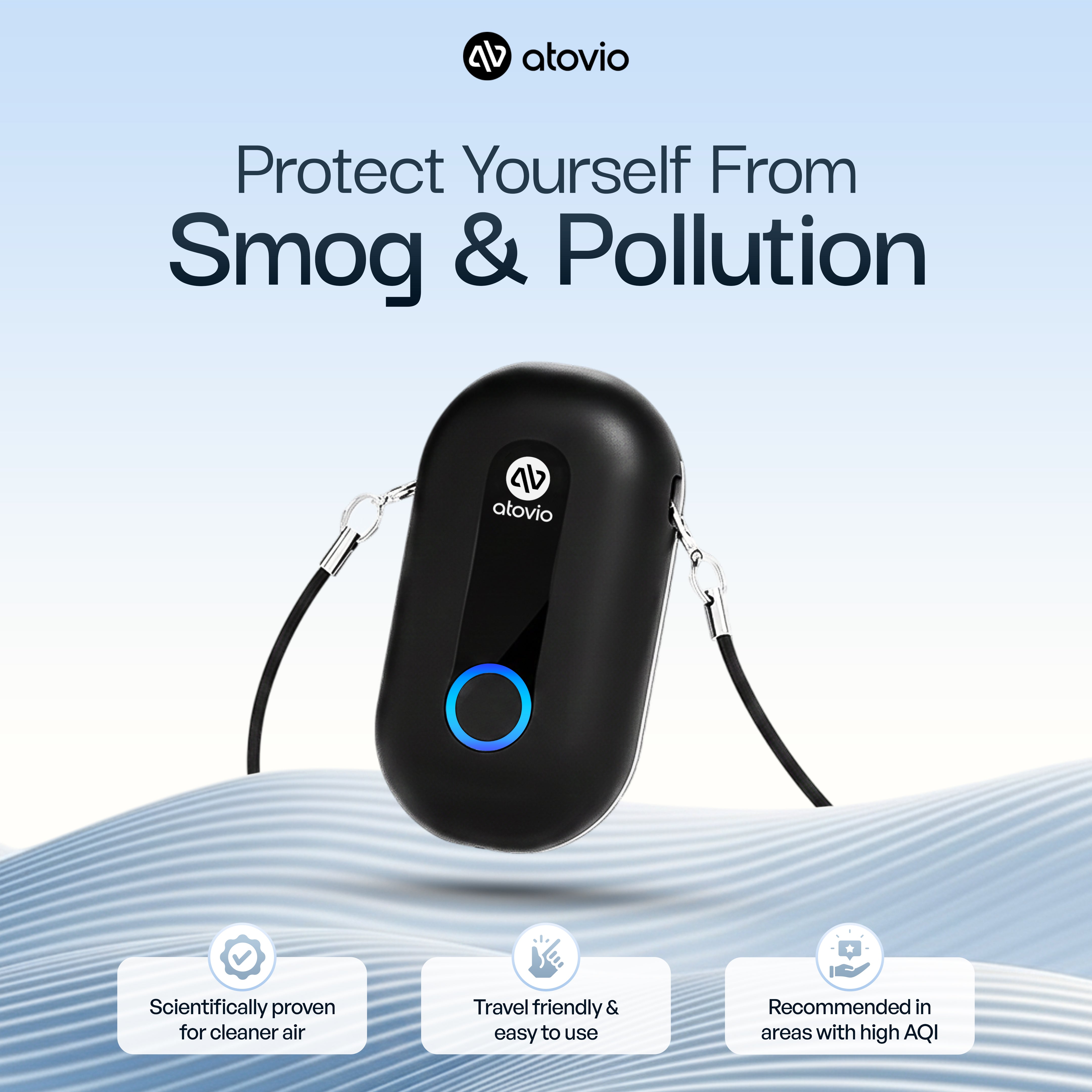 atovio Pebble- India's Most Effective Wearable Air Purifier