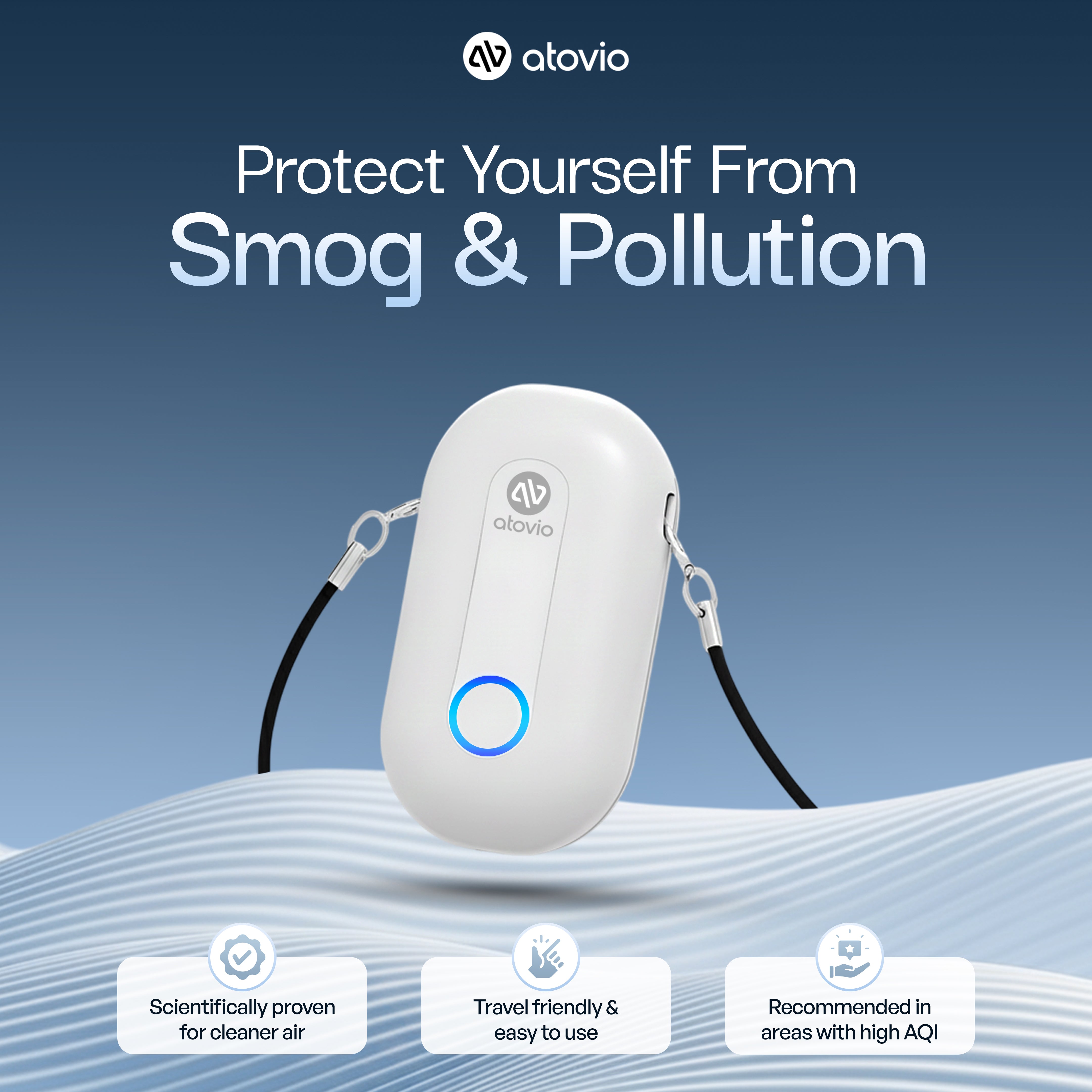 atovio Pebble- India's Most Effective Wearable Air Purifier