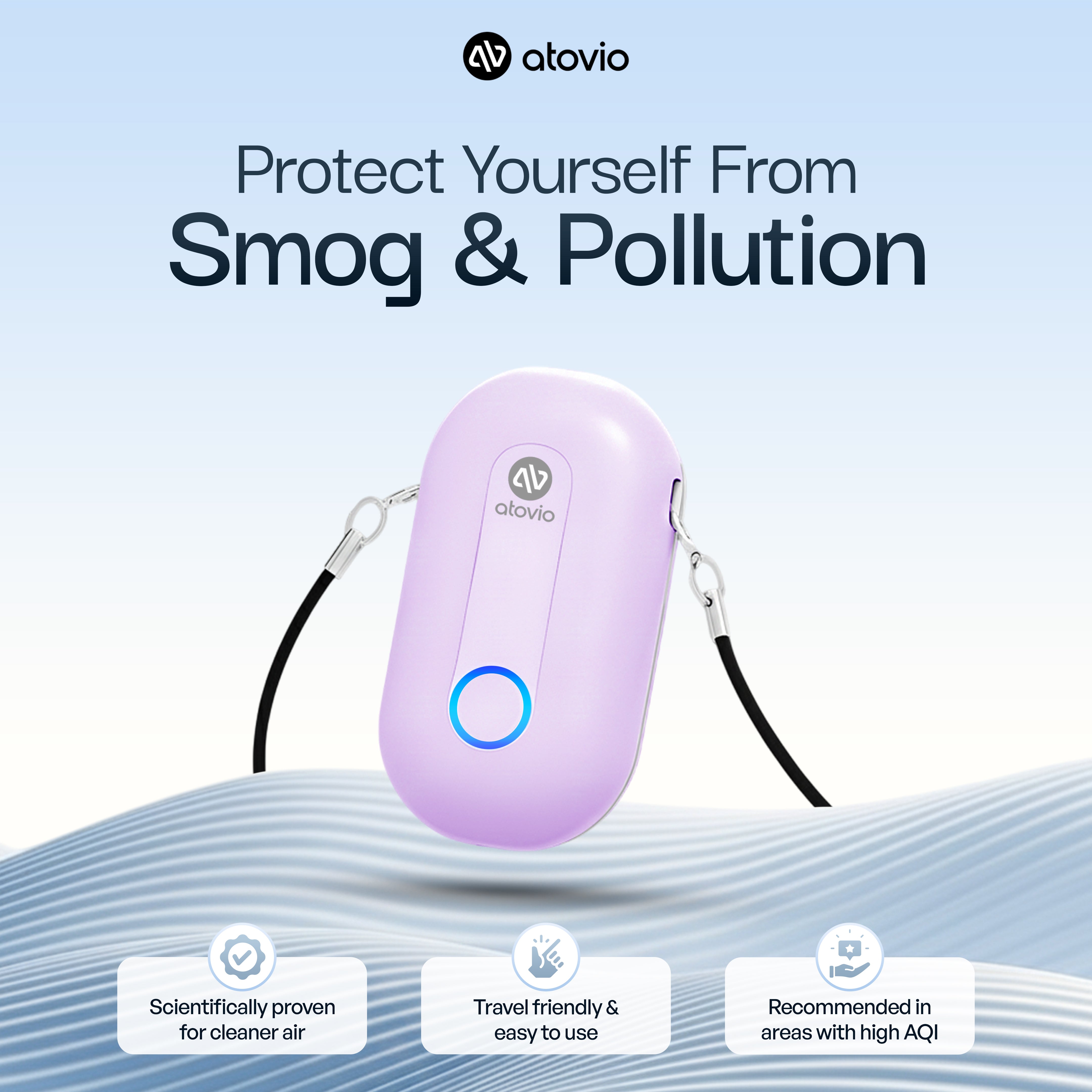 atovio Pebble- India's Most Effective Wearable Air Purifier