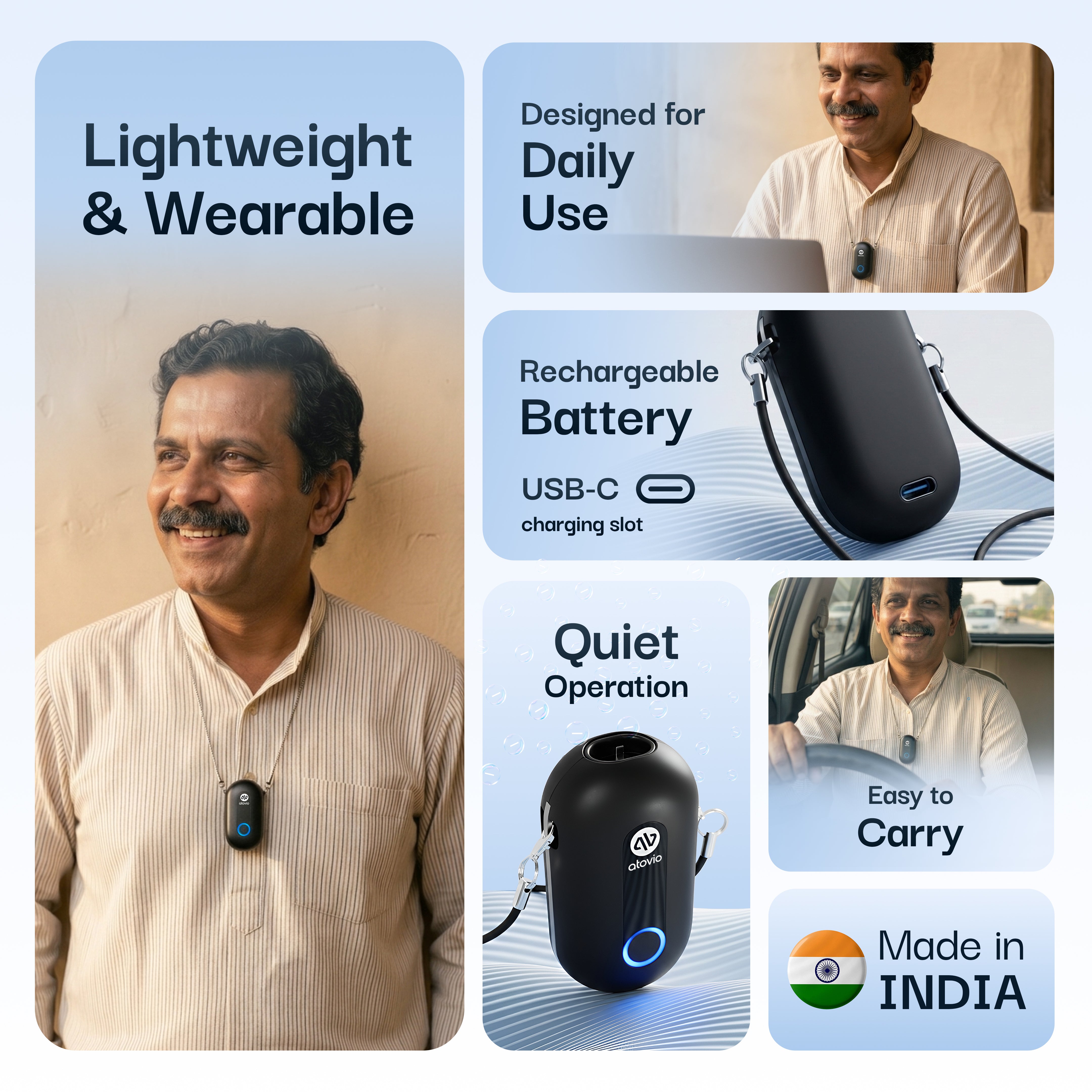 atovio Pebble- India's Most Effective Wearable Air Purifier