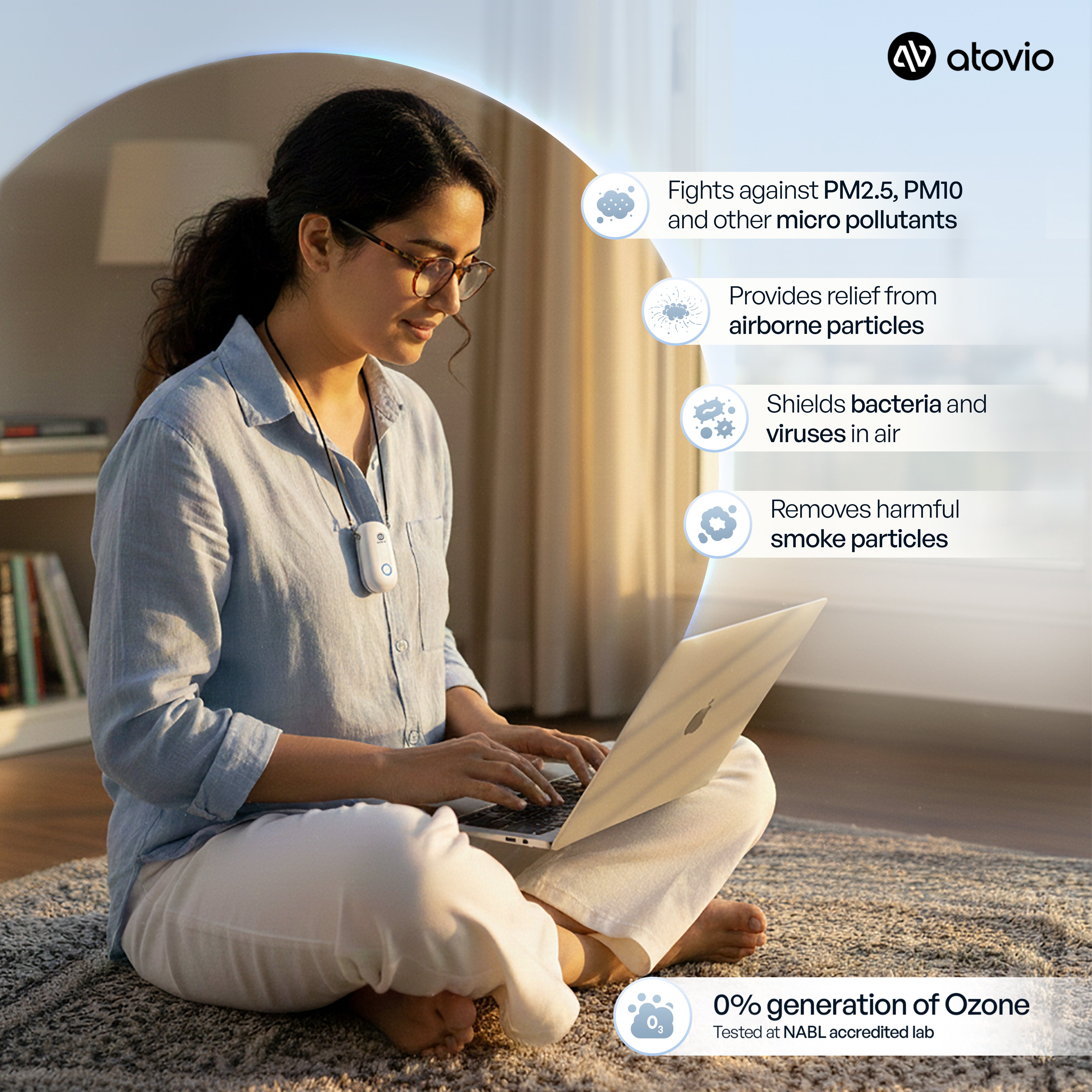 Personalised atovio Pebble- Wearable Air Purifier